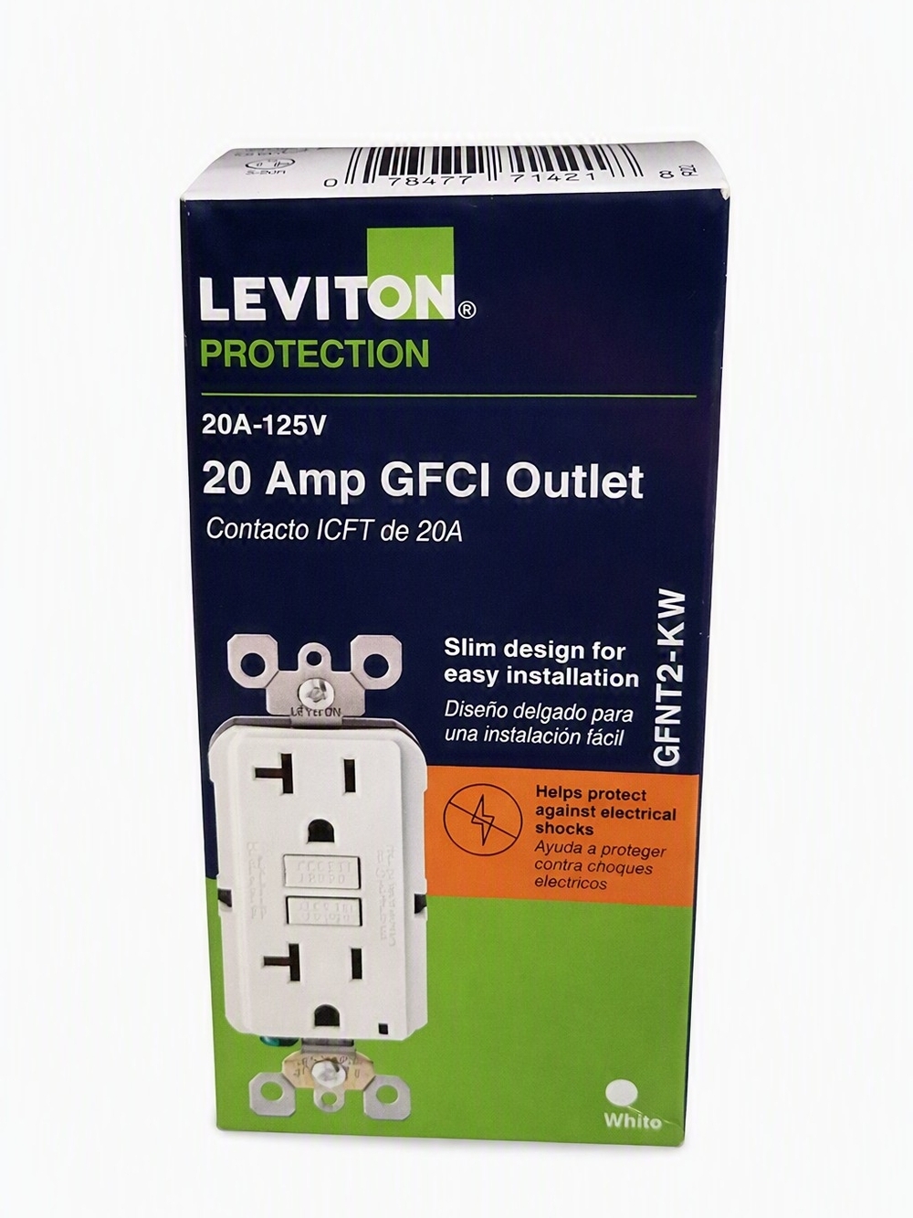 NIB 20A-125V GFCI Outlet Protection - White